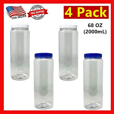 #ad 4 Pack of 68oz Plastic Jars with Lids Airtight Container for Food Storage 2000mL $19.99