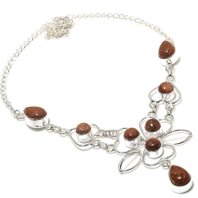 #ad Superb Sunstone Gemstone 925 Handmade Sterling Silver Jewelry Necklaces Size 18quot; $10.99