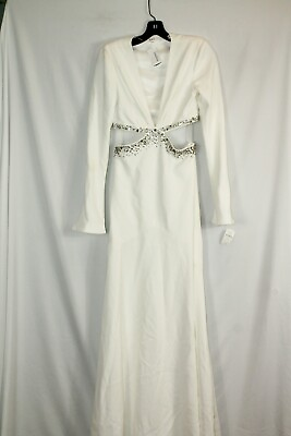 #ad A.L.C WOmens White Beaded Neckline Cut Out Gown #2 $1495 $153.99