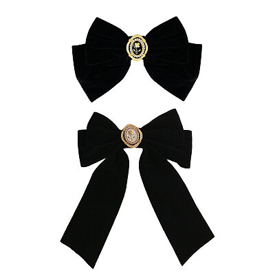 #ad Hair Bow Clip Bowknot French Style Barrette Black Bow Elegant Hair Accessories $7.88