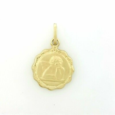 #ad 14k yellow gold round hollow angel pendant charm fine gift jewelry 0.60quot; 1.5g $99.00