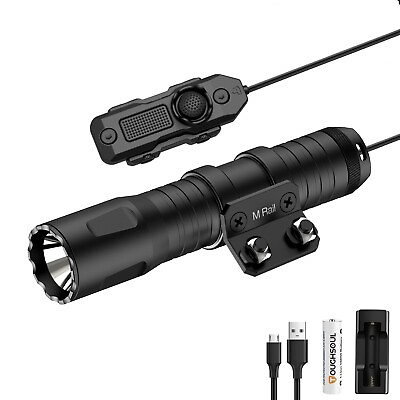 #ad TOUGHSOUL 1250 Lumens Tactical Flashlight M Lok Rail with Remote Pressure Switch $35.99