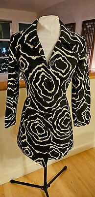 #ad Gorgeous Vintage Trina Turk Floral Print Fitted Silk Lined Coat Size 4 $49.99