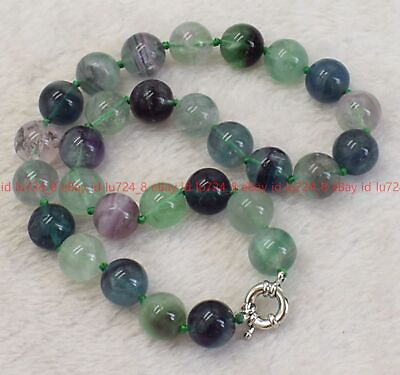 #ad Beautiful 6 8 10 12mm Natural Multi Color Fluorite Gemstone Round Beads Necklace $16.99