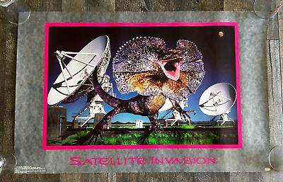 #ad FRILLED LIZARD Satellite Invasion Vintage Poster 1993 Klaus Uhlenhut $19.00