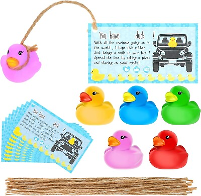 #ad 60 PCS Jeep Rubber Ducks in Bulk Assorted Duckies for Ducking Cruise Ducks Small $10.99