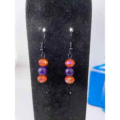 #ad Orange glass and purple agate earrings $7.20