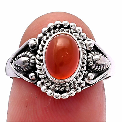 #ad Natural Carnelian 925 Sterling Silver Ring s.7.5 Jewelry R 1300 $11.99