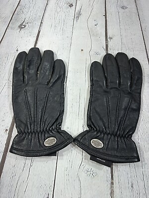 #ad Harley Davidson Motorcycles Black Leather Gloves Size Large 2RXT H DMC VGC $34.95