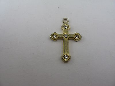 #ad Vintage Cross Pendant Clear Jewel Accents Christian Jewelry $4.99