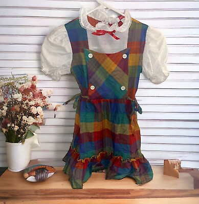 #ad Sharlyn Vintage Girls SIZE 6x Dress multicolor rainbow bows ruffles $34.99