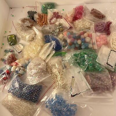 Vintage Bead Lot 3lbs Glass Crystals Pearls Seed Leaf Shell Costume Pearl $33.95