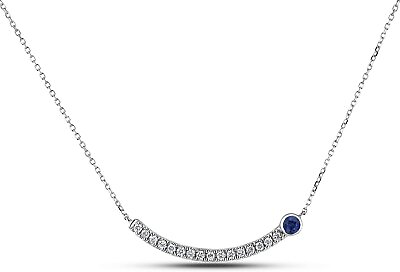 #ad 925 Silver Sapphire and Canadian Diamond Necklace w Canadian Cert C $300.00