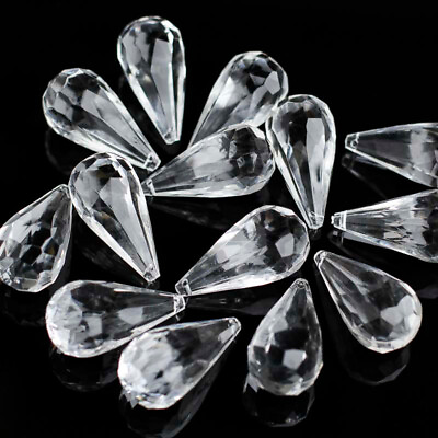 #ad #ad Set of 28 Hanging Acrylic Faceted Chandelier Drop Clear Crystals $14.68