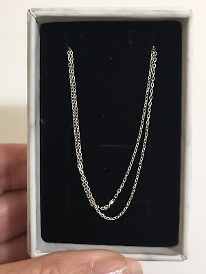#ad 925 Solid Sterling Silver Skinny￼ Shiny ￼Cable Link Chain ￼18” Necklace Italy $14.95