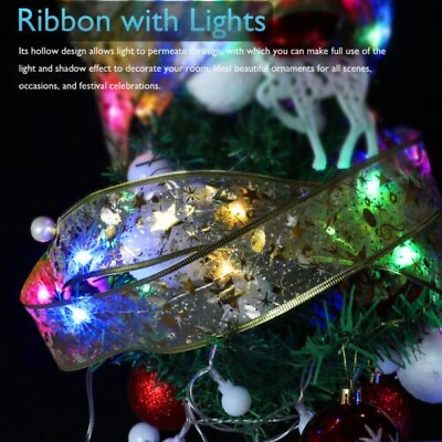 #ad Battery Fairy String Lights Christmas Ribbon Bow Copper Wire Garden Decor 50 LED $3.99