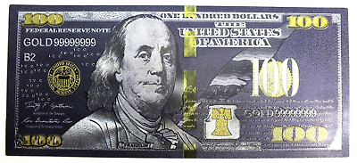 #ad 2009 Franklin $100 Federal Reserve Novelty Black amp; 24k Gold Foil Note GFN43 $3.95