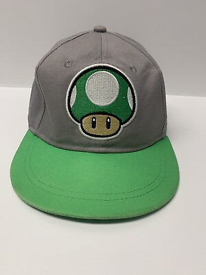 #ad One Up Mushroom Baseball Hat Cap 2015 Nintendo Super Mario Bros. Green And Grey $12.97
