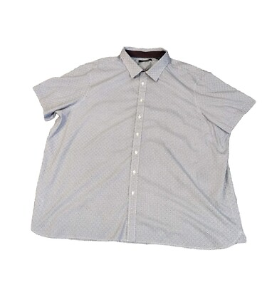 #ad Men#x27;s 4XL Shirt Button Up Collared Short Sleeve Maroon Navy Star Geometric Print $16.50