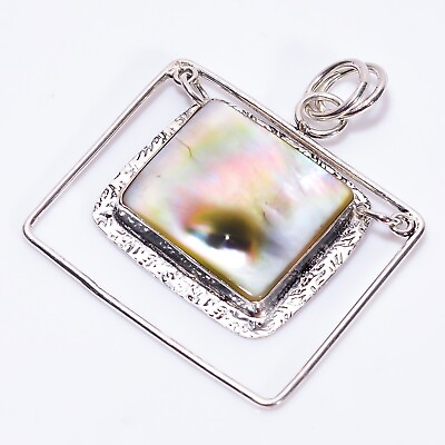 #ad #ad Natural Mother Of Pearl Gemstone Pendant White 925 Sterling Silver Jewelry $13.95