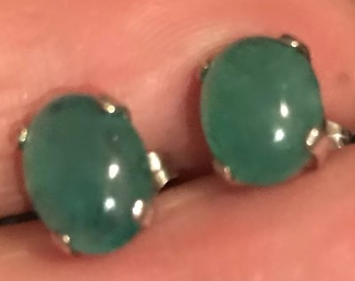 #ad Natural Approx 5CT Columbian Emerald Earrings Sterling Silver Studs $229.99