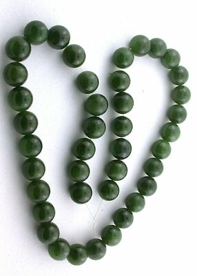 #ad 10mm AAA Round Natural Canadian Green Jade Beads 15 Inch Strand PJ16 $39.96