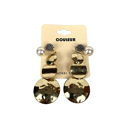 #ad #ad COULEUR Goldtone ROUND CHANDELIER Dangle Pearl Earrings Combination Glossy 4 Pcs $8.75