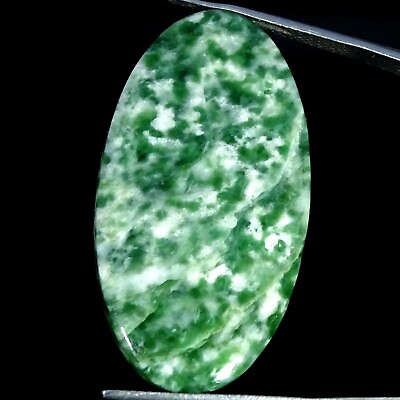 #ad 38.60 Cts Genuine African Green Dot Jade Loose Gemstone Oval Cabochon 21X39X4MM $6.43