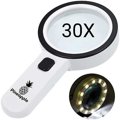 #ad Magnifying Glass with Light 30X Handheld Magnifier Large Reading Aid LED Big $19.99