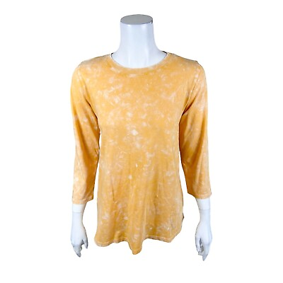 #ad LOGO by Lori Goldstein Sun Faded Cotton 3 4 Sleeve Top Golden Nugget X Small Sz $25.00