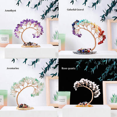 #ad Crystal Tree Natural Desk Decoration Mini Crystal Feng Shui Tree Stone Decor $11.58