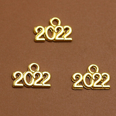 #ad 100pcs 2022 Shape Pendant Alloy Charms DIY Jewelry Making Accessories for Neckla $10.55