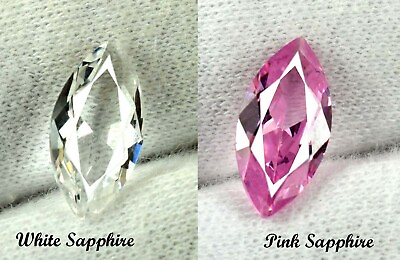 #ad 5.45 Ct Natural Marquise White amp; Pink Sapphire Gemstone Pair Certified SQ183 $17.23
