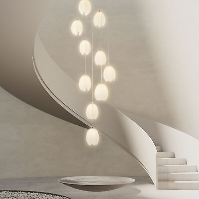 #ad 10 Lights Modern ChandelierStaircase Long Pendant High Ceiling Pendant Light $263.20