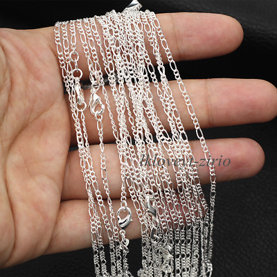 #ad Lots 5 Pcs 925 Sterling Solid Silver 2mm Figaro Link Chain Necklace 16quot; To 28quot; $4.69