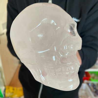 #ad 3.47lb Natural Clear White Quartz Carved Crystal Ghost Skull Healing $298.00