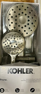 #ad Kohler Prone Adjustable 3 in 1 Multifunction Shower Head Brushed Nickel *READ* $34.95