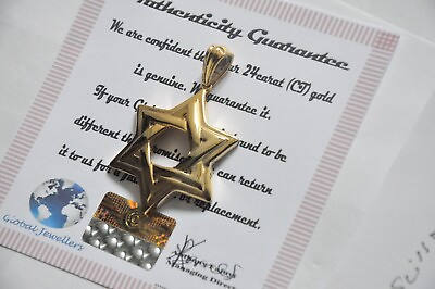 #ad Star of David Pendant 24K Gold Plated Star of David Pendant Massive Pendant Gift GBP 120.00