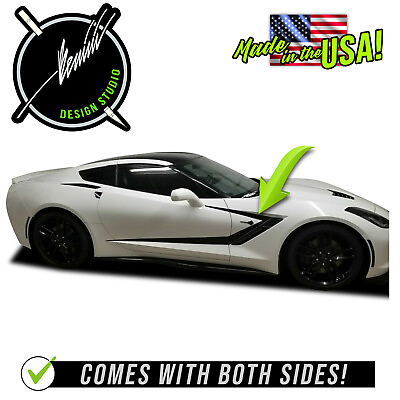 #ad C7 Corvette Side Door Scallop Stripes Vinyl Graphics Fits 2014 2019 $59.99