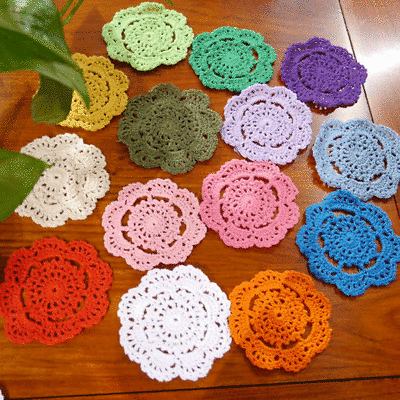 #ad 15Pcs Lot Hand Crochet 4quot; Round Small Doilies Set Snowflake Floral Color Random $6.46