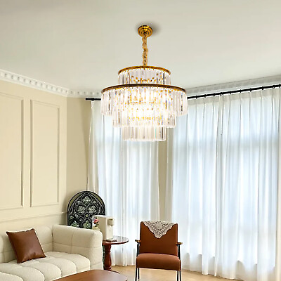 #ad Crystal Chandelier Luxury LED Pendant Lamp Ceiling Lighting Fixture Living Room $161.59