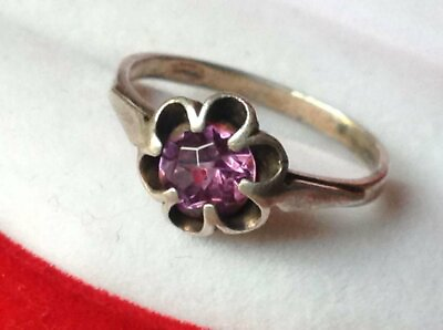 #ad Antique Soviet Russian Ring Sterling Silver 875 Alexandrite Women Jewelry S 7.5 $90.00