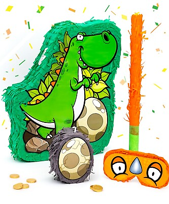 #ad Dinosaur Pinata Birthday Party For Kids With Stick Blindfold amp; Mini Piñata Set $29.99