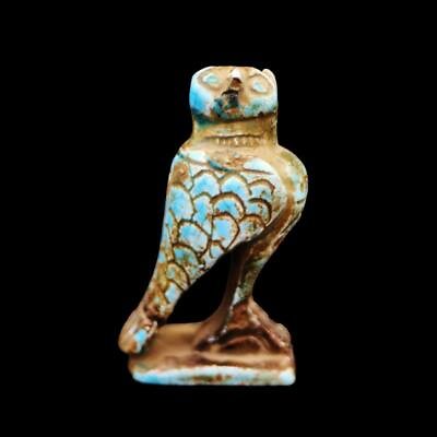 #ad VERY UNIQUE Stone Faience Amulet of Ancient Egyptian Holly Owl Bird...Medium $60.00