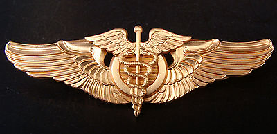 #ad USAAF GOLD FLIGHT SURGEON WINGS 3 INCH $10.95