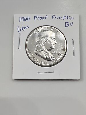 #ad Proof 1960 Philadelphia Mint Silver Franklin Half Silver US Coin Gem BU $29.98