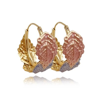 #ad Classic Leafs Hoop Earrings three Tones Earring Jewelry for Women gold filled $11.00