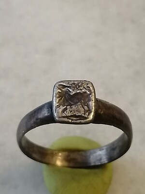 #ad Antique Rare Late Medieval Pre Georgian Silver Lion Seal Signet Ring US 925 $265.00