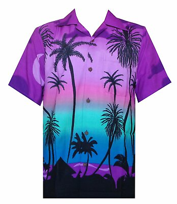 #ad Hawaiian Shirt 5 Mens Allover Coconut Tree Print Beach Aloha Party $20.99