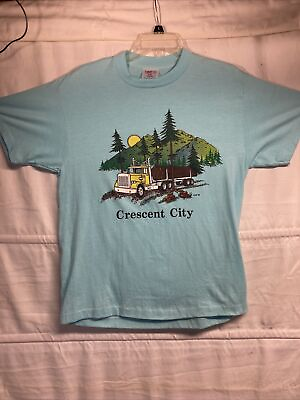 #ad Vintage Crescent City California Graphic T Shirt 80s 90s Single Stitch HEF T USA $39.00